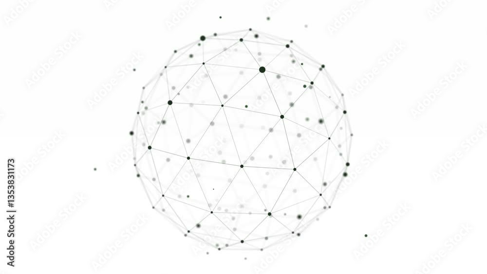 Poster Futuristic digital sphere from dots and lines. Network connection structure. Big data visualization. 3D rendering.	
