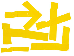 Obraz premium Isolated collection of different figured made from yellow electrical tape on white background