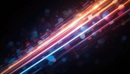 Abstract Light Streaks with Bokeh Effect Against Dark Background