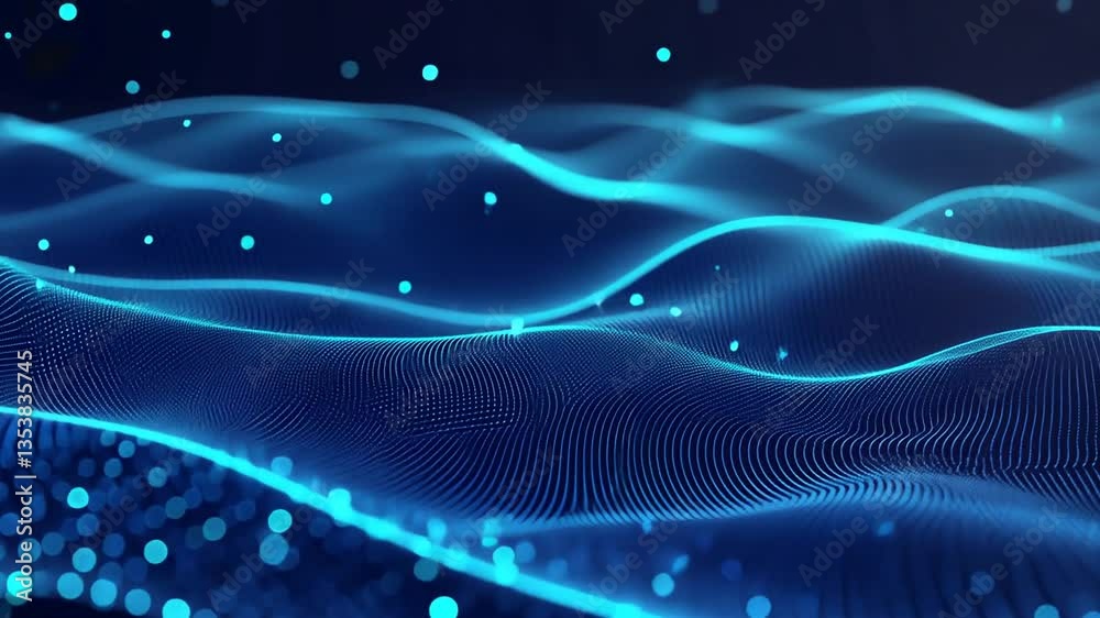Poster abstract network showing waves of tech and connectivity generative ai