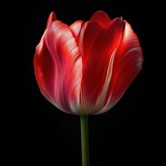 red tulip isolated on black
