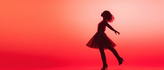 Woman dances in dress silhouette