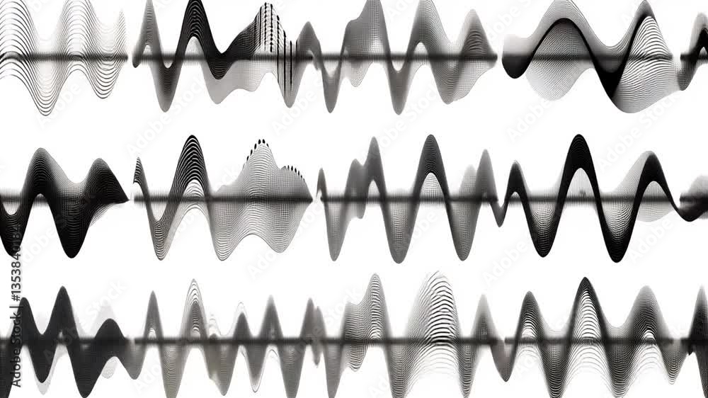 Poster black sound waves displayed in various patterns and designs generative ai
