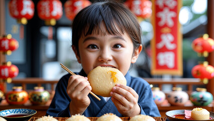 little girl eating a cake