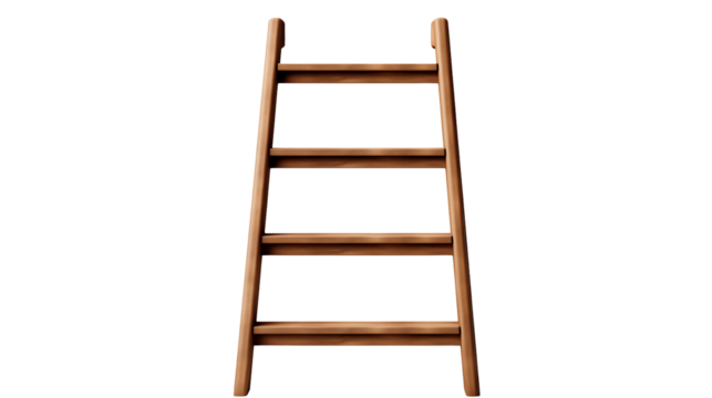 Rustic Wooden Ladder Against Weathered Wall