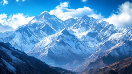Majestic Himalayas Covered in Snow Under a Clear Sky
