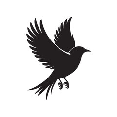 Obraz premium Flying Bird Silhouette Vector - Black Bird in Flight Isolated on White