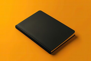 Detailed Picture of Black Closed Notebook Mockup Isolated on Pink