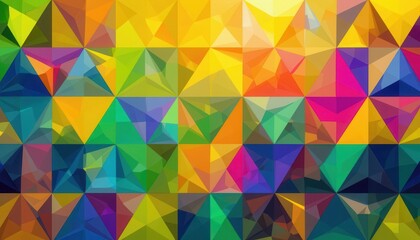 Fototapeta premium Vibrant Geometric Triangle Pattern Energetic Yellow and Green Abstract Art