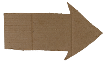 Isolated arrow made from torn corrugated cardboard on white background, copyspace