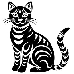 Cute Cat Vector Illustration – Stylized Feline Clipart, Icon & Silhouette