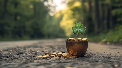 Roadside Luck: Coins & Clover.