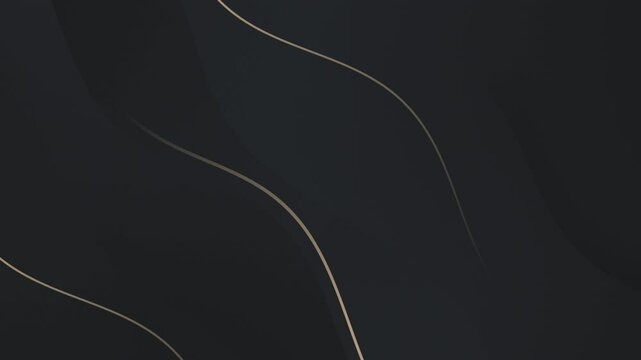 4l Amazing abstract dark grey golden texture. Wavy fluid trendy modern background. 3d cover black banner. Curved amazing gradient shapes. Luxury premium elegant wallpaper. Swirl seamless loop pattern