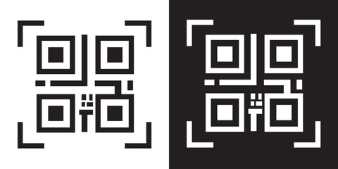 Set of digital scanning qr code icons isolated on a white background. Barcode scanner icon. QR code for payment. QR codes scan in black color flat styles for smartphone. Vector illustration. EPS 10