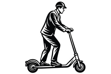 silhouette Man riding a scooter vector