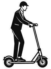 silhouette Man riding a scooter vector