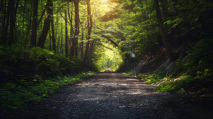 Obraz premium Natural Tunnel: A Picturesque Mountain Hiking Route Drenched in Tranquility and Wilderness