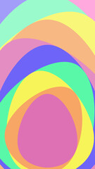 Easter. Bright rainbow background with Easter egg symbol and empty copy space for text.