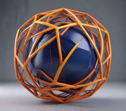 Classic geometric shape formed by interconnected lines and curves in a bold color scheme, abstract, bold