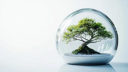 a close up of a glass ball with a tree inside, tree of life inside the ball