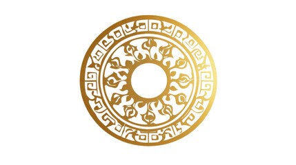 Elegant Asian and Chinese-Style Circular Design with Traditional patterns isolated on white background