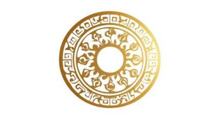 Elegant Asian and Chinese-Style Circular Design with Traditional patterns isolated on white background