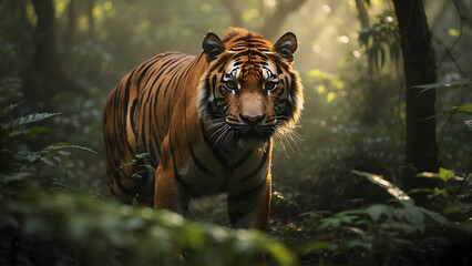 Stealthy-Tiger-with-Piercing-Yellow-Eyes