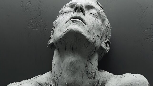 Human form, sculpted texture, textured figure, calm, peaceful, serene,  clay