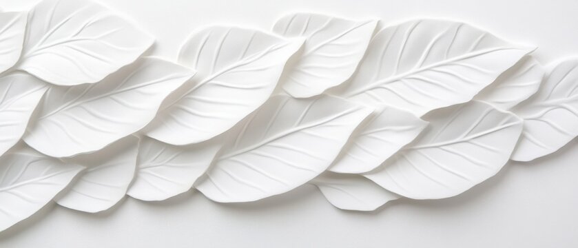 White leaves embossed background texture