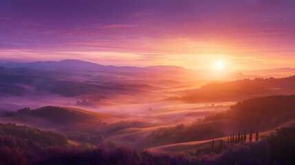 Fototapeta premium Tuscany sunrise over hills