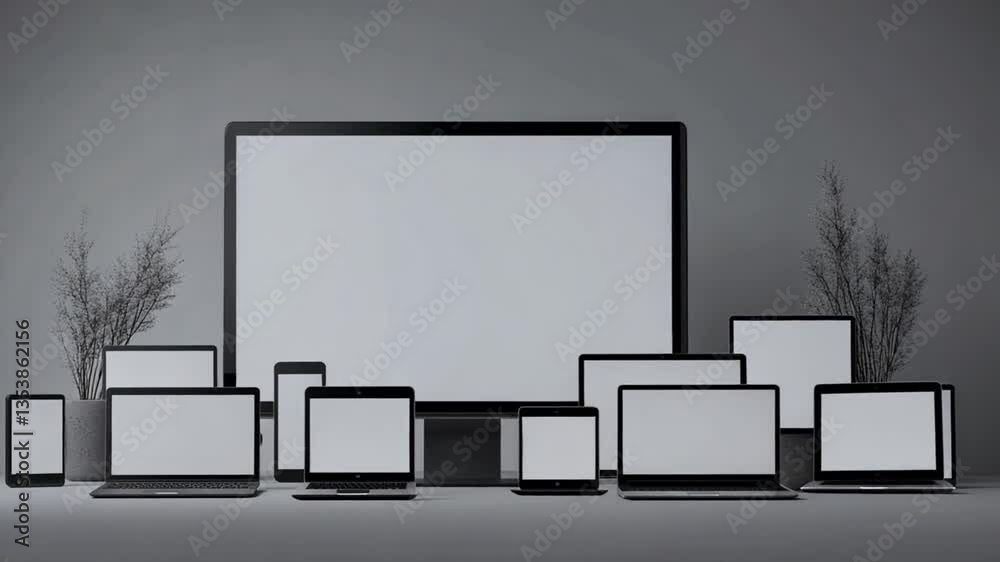 Poster blank screen mockup for computers and laptops displayed elegantly generative ai