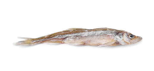 Dried salted smelt fish isolated on white