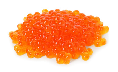 Pile of delicious red caviar isolated on white