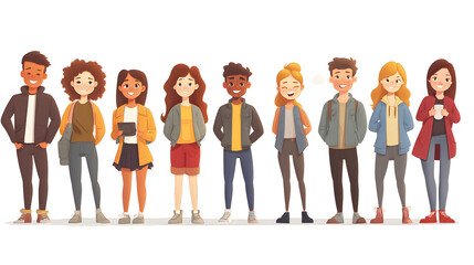 Fototapeta premium A collection of cartoon teenagers
