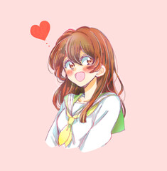 明るい女子学生　恋