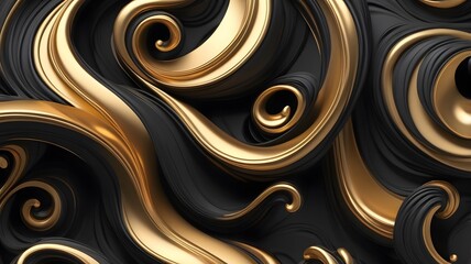 Luxury Abstract Black and Gold Swirl Background