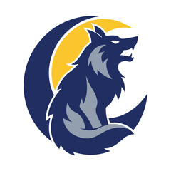 Obraz premium wolf and moon Mascot logo