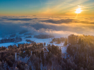 Wieża widokowa na Słotwinach z lotu ptaka. © Jacek