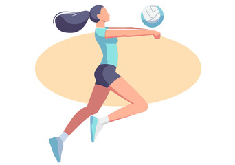 A young woman jumps to catch a volleyball to continue fighting in the game.