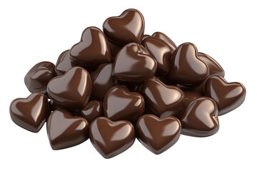 Fototapeta premium Pile of chocolate hearts isolated on transparent background