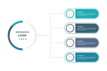 Vector infographic label design with circle infographic template design and 4 options or steps. Can be used for process diagram, presentations, workflow layout, banner, flow chart, info graph