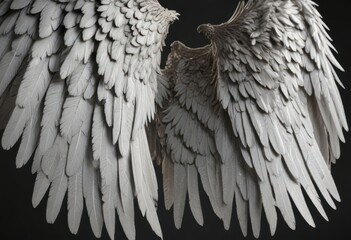 Close-up of isolated angel wings with veins and texture, veins, texture