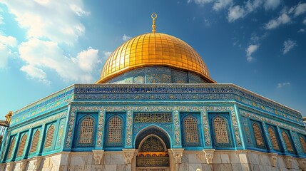 Obraz premium Golden Dome, Jerusalem shrine, sunny day