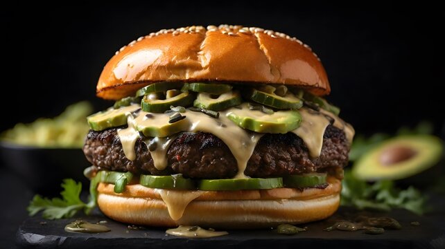 Delicious Jalapeño Avocado Cheeseburger - Powered by Adobe