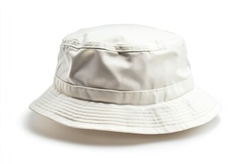 Isolated White Bucket Hat on White Background for Fashion Accessory Image