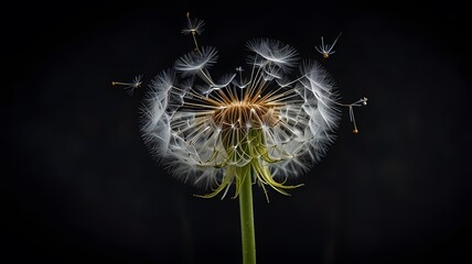 dandelion on black background