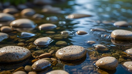 stones on the clear water river