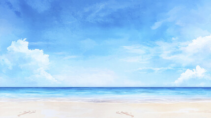 Obraz premium serene beach scene with clear blue sky, gentle waves, and soft sand, evoking sense of tranquility and relaxation