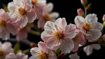 Ethereal Macro Shot of Dew-Kissed Cherry Blossoms