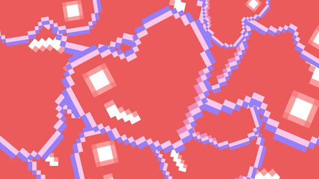 ドット絵のハートが降るトランジション,ピクセルアート,背景透過,赤